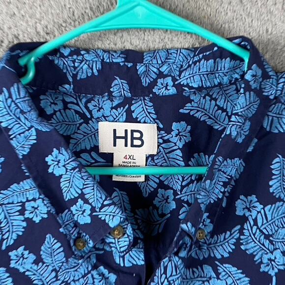 HB Button Shirt Men's 4XL Blue Floral Print Resort Vacation Causal - Picture 3 of 8